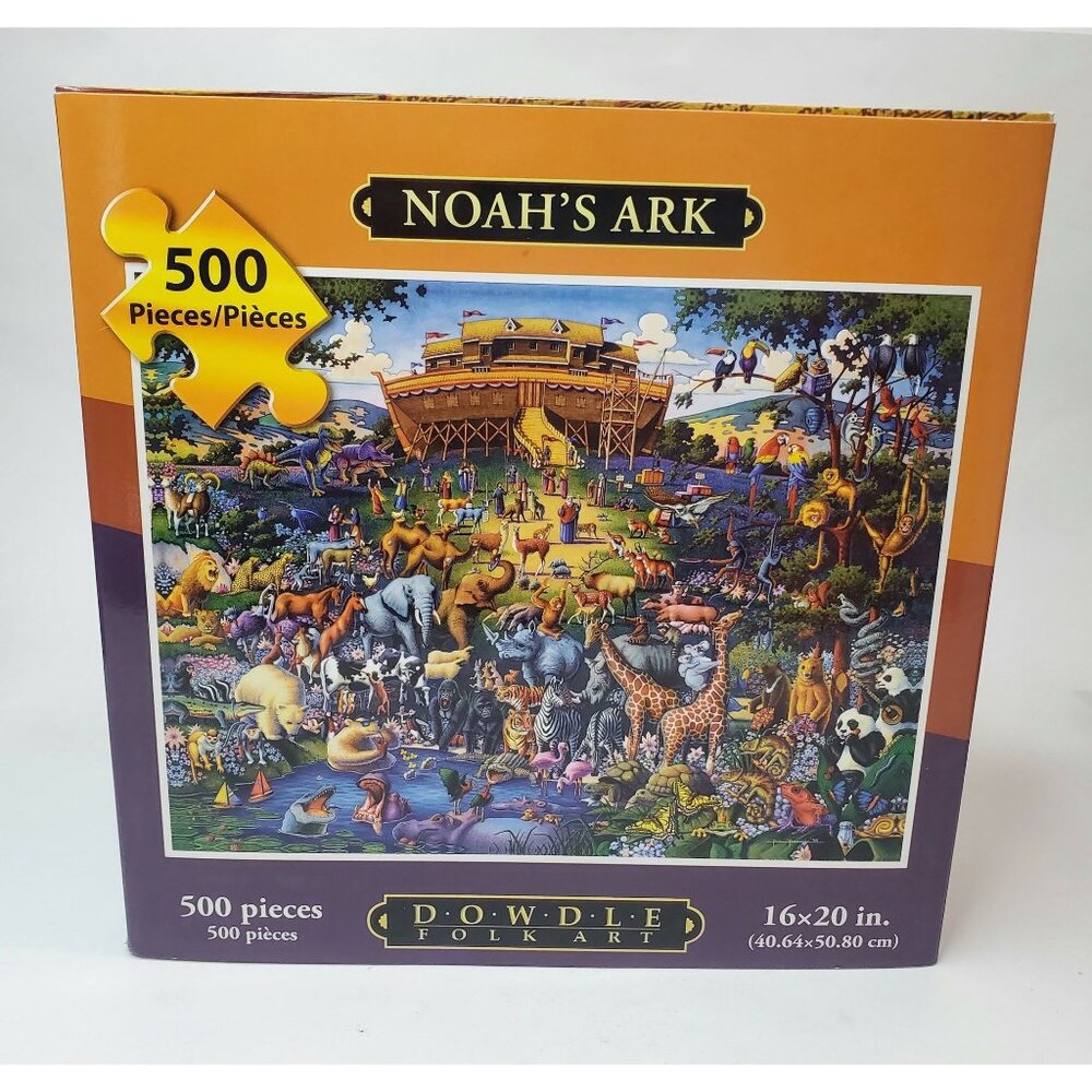 Dowdle Folk Art Noah's Ark 500 Piece Jigsaw Puzzle 16 x 20 in. Sealed